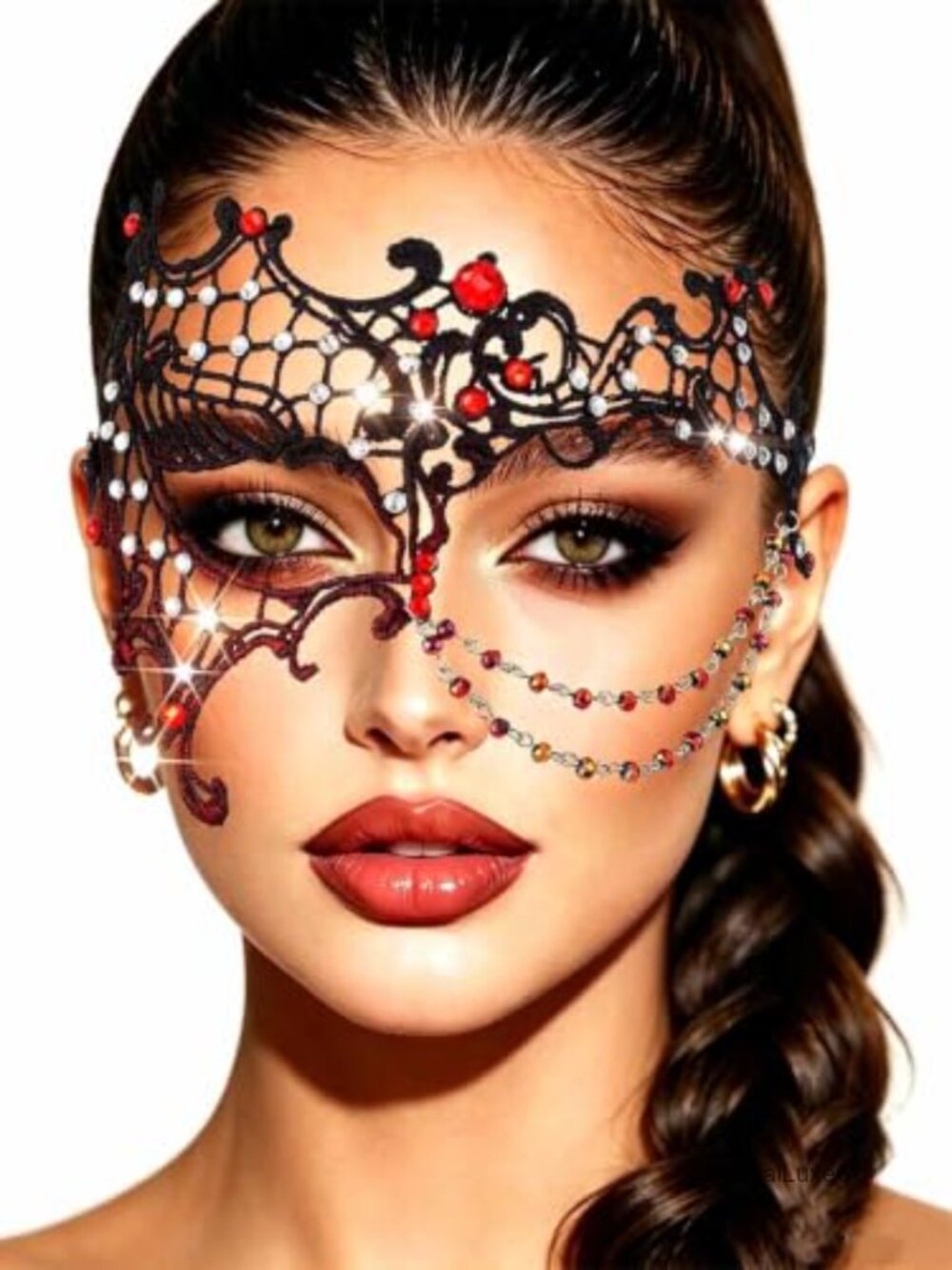Lace Masquerade Mask Rhinestone Half Face Costume Party Accessory